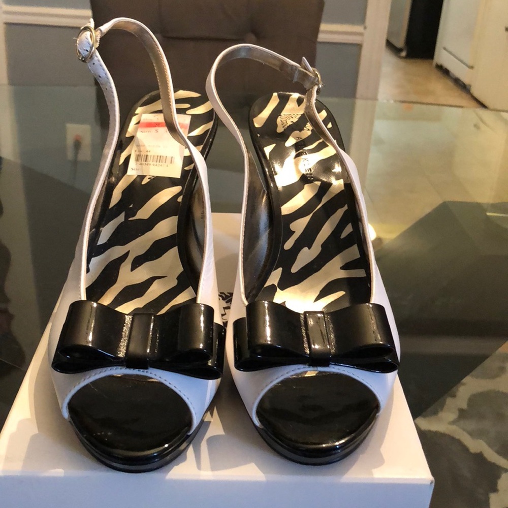 Black and white heels